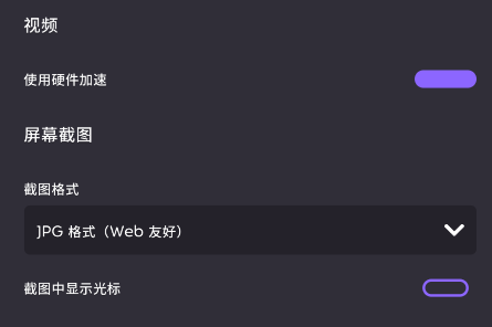 视频、截图等设置